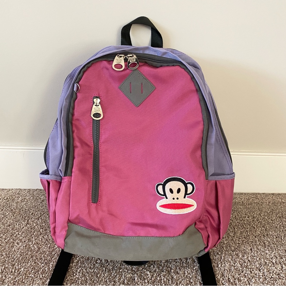 2010 Paul Frank Backpack Julius the Monkey Pink & Purple